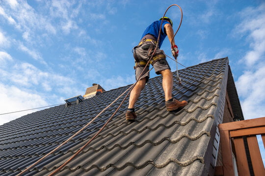 Freshly painted roof